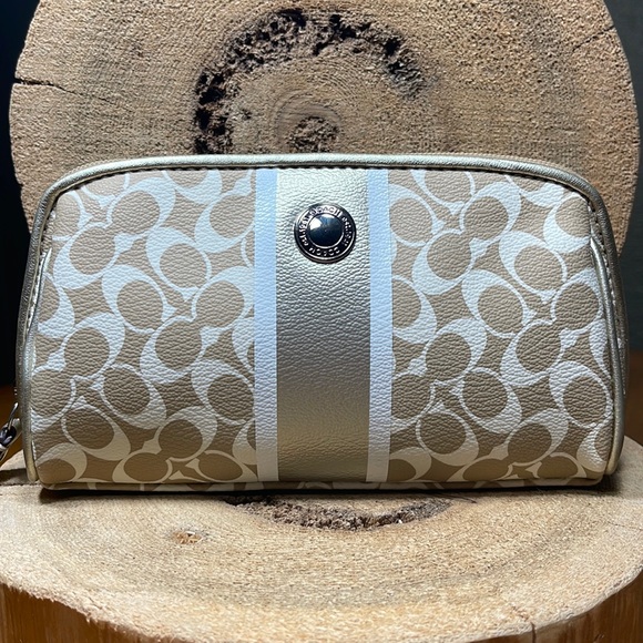 Coach Handbags - COACH Chelsea Heritage Signature Stripe Cosmetic Bag